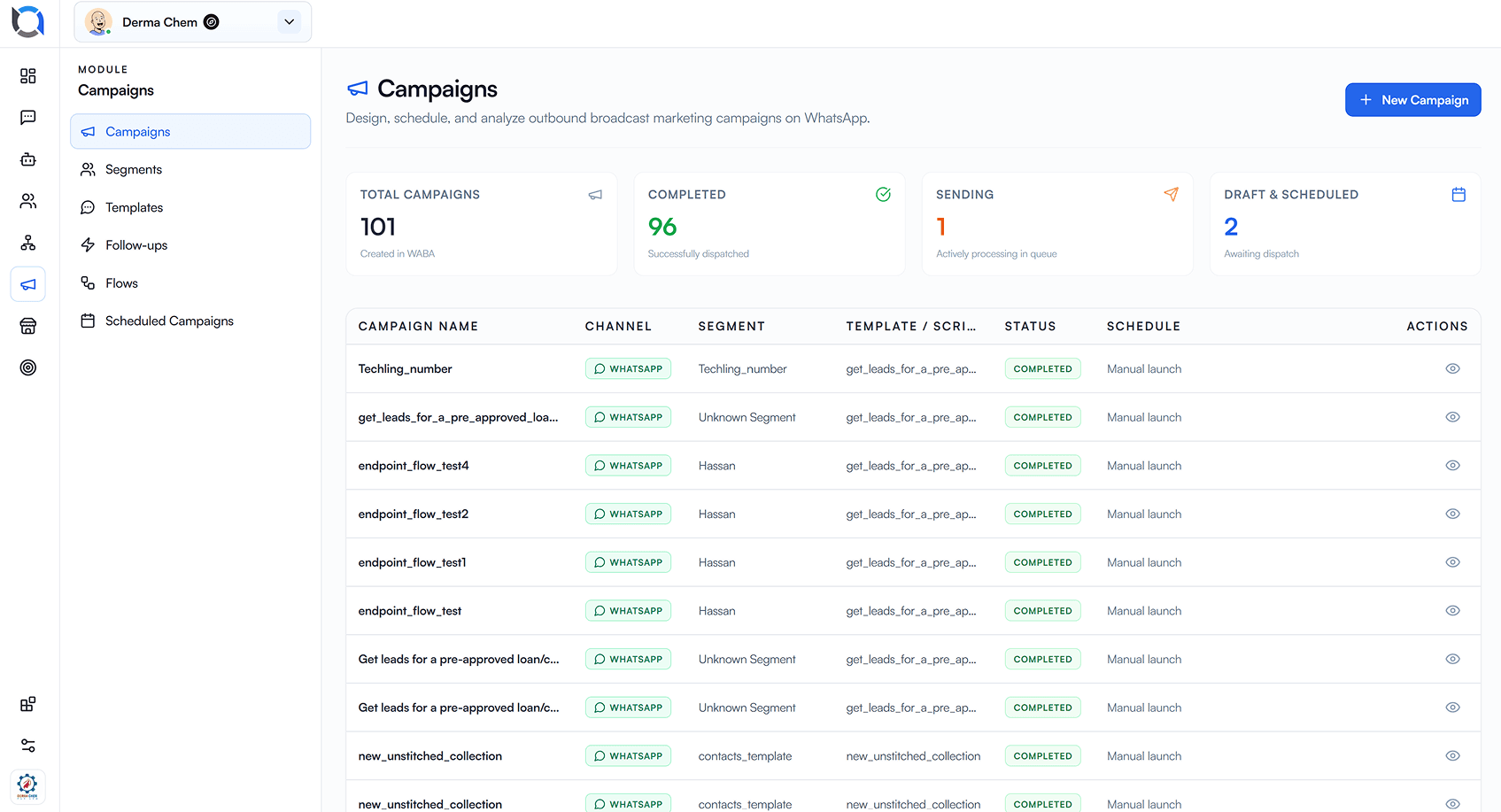 Offlo campaign builder with audience, template and schedule