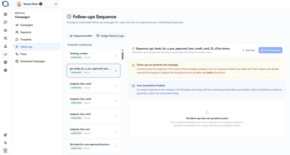 Follow-up sequence for cart recovery in Offlo