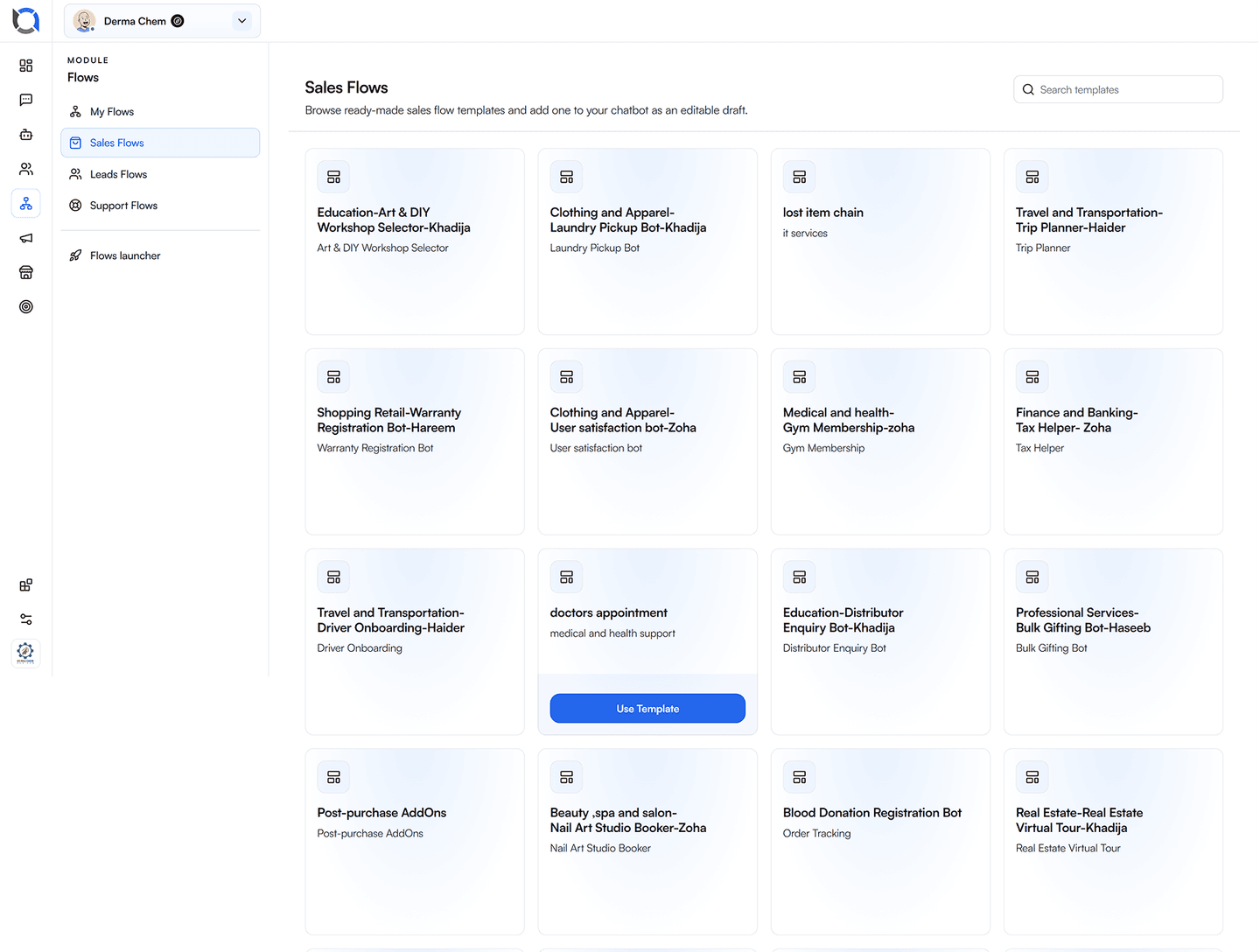 Predefined flow templates gallery in Offlo