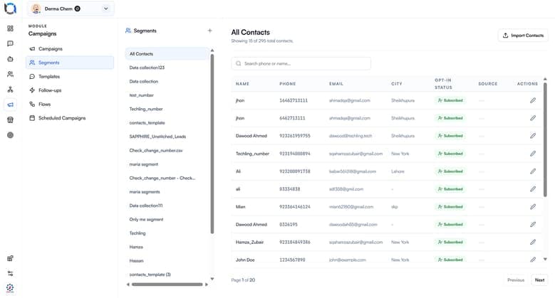 Saved audience segment view