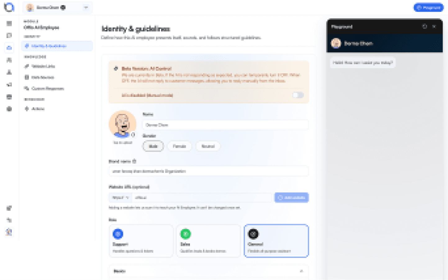 AI sales agent workspace in Offlo